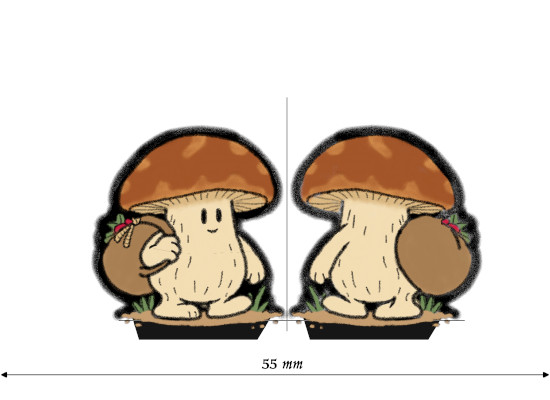 The Porcini Porter paper mini, front and back on a 55 mm strip
